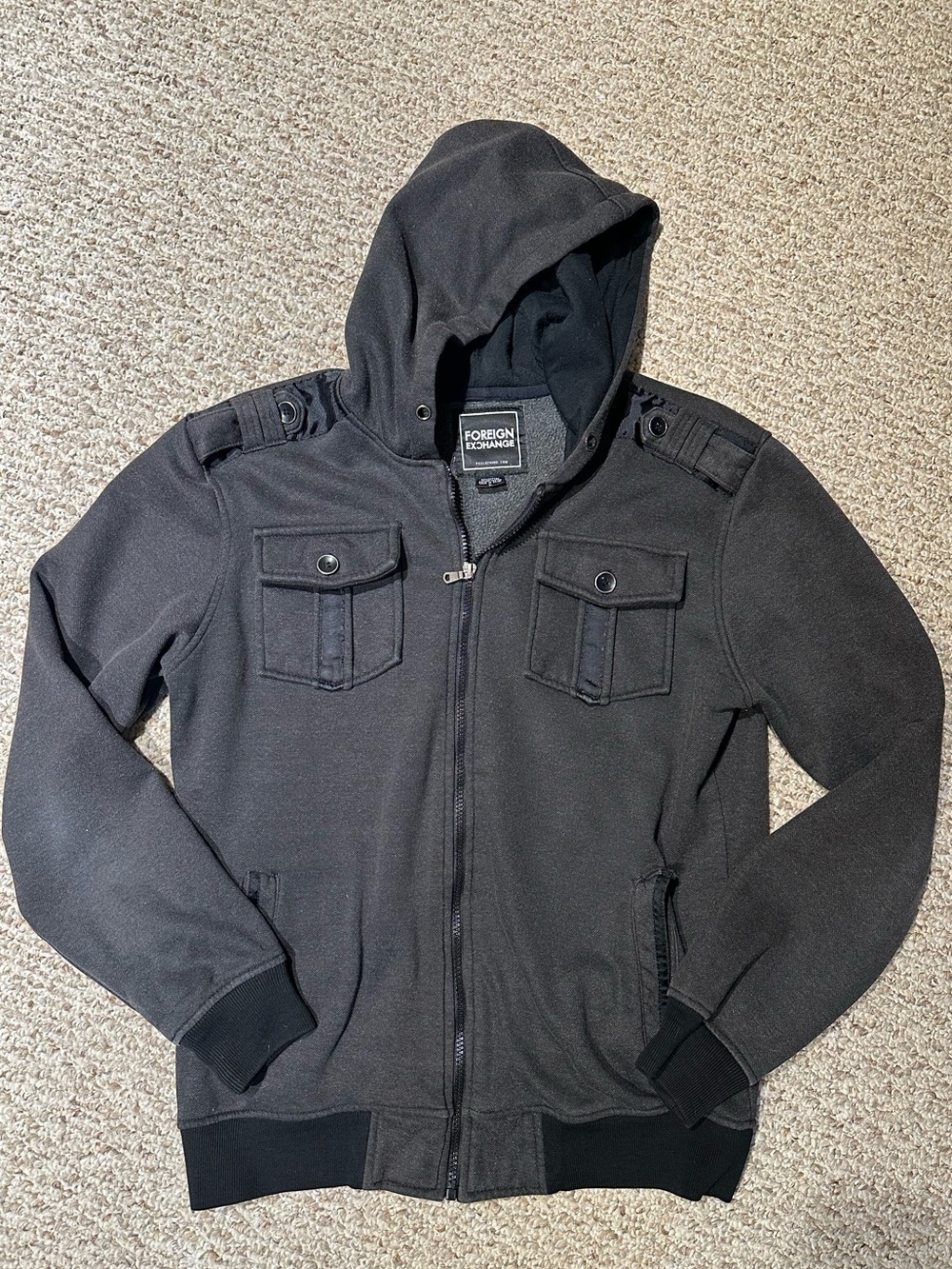 *will take any offer* Men’s Foreign Exchange Hooded Military-Style Zip Jacket